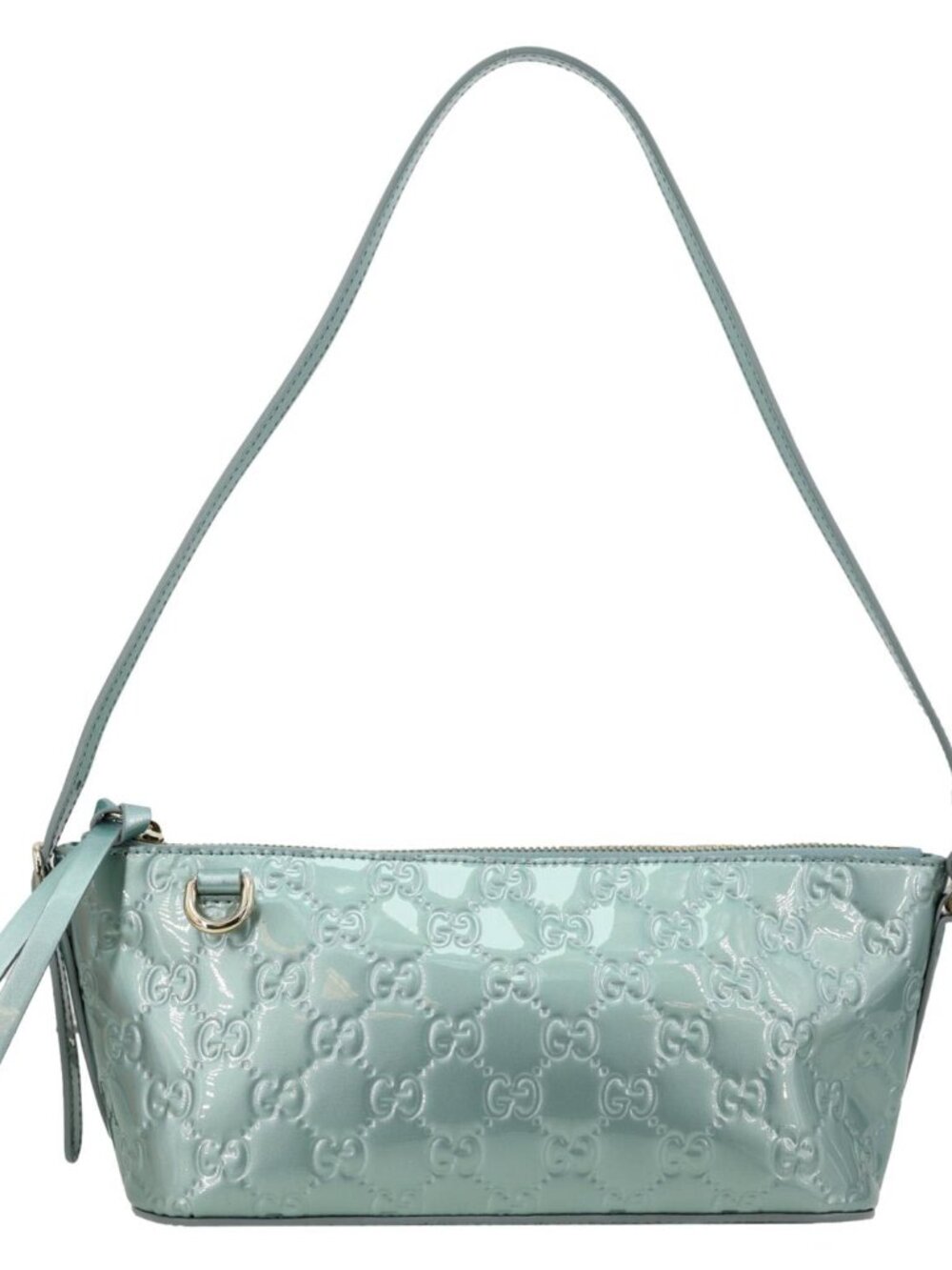 Gucci GG Emblem Patent Leather Shoulder Bag Light Blue 847281
